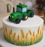 Traktor z przyczepą z masy cukrowej 