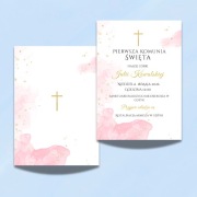 Zaproszenia komunijne ze złotymi dodatkami