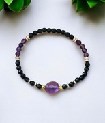 Bransoletka kamienie naturalne agat ametyst hematyt 