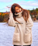 ZARA Luksusowy SWETER z golfem i kieszeniami S oversize