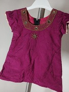 Bluzeczka koszulka dla dziewczynki fioletowa złote zdobienia r.12-18m