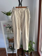 Kremowe spodnie z eko skóry wysoki stan