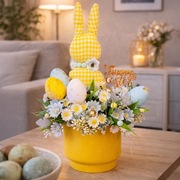 Wielkanocny stroik z zajączkiem ręcznie robiony dekoracja wiosenna