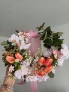 Wianek wiosenny sztuczne kwiatki 