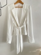 Krótka biała marynarka żakiet z szarfą H&M rozmiar XS lyocell