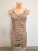 beżowa khaki plażówka sukienka tunika pareo pleżowe *34 XS