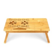 Stolik składany regulowany drewniany bambusowy pod laptopa z wentylatorem