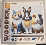 Puzzle WoodenCity 250 elementów Kot Królik i Świnka Morska