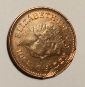 moneta one penny Elizabeth II 2001 destrukt