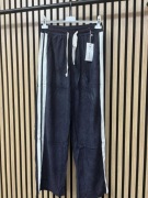 Granatowe spodnie damskie pas 90 paski