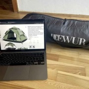 DEWUR Pop-Up namiot kempingowy/plażowy 2–4 os., nowy