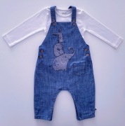 Zestaw spodnie ogrodniczki + bluzka z długim rękaw