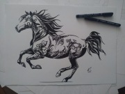  Rysunek: koń - cienkopis - blok tech. A3 250 g/m2