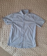 Błękitna koszula krótki rękaw Sinsay 158 chłopięca bawełna slim fit