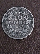 Maneta 10 soldi Watykan 1868