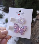 Mini spinki spineczki do włosów handmade 2 szt. motylek kwiatek