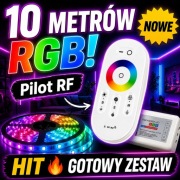 LED RGB 10m 5050 | Pilot RF | Zestaw + Zasilacz 300W | HIT