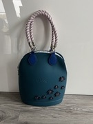 Śliczna, unikatowa torebka O bag Kolor morski, organizer i uchwyty