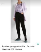 Spodnie pumpy damskie r.36, 98% bawełna , 2% elastan