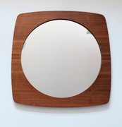 skandynawskie lustro vintage w ramie z drewna tekowego 