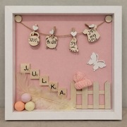 Personalizowana biała ramka metryczka dla dziecka. Pamiątka,prezent