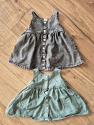 H&M sukienka jeansowa na ramiączkach srebrne guziki 2 sztuki 68