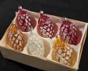 Bombki choinkowe z Prl szklane szyszki 6 szt na choinkę vintage 