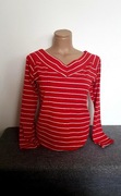 CZERWONA Bluzka  w białe paski 
