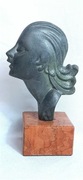 Rzeźba Art Deco 1930 Głowa kobiety Cynkal Marmur