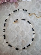 Naszyjnik handmade z naturalnych kamieni hematyt perły obsydian 