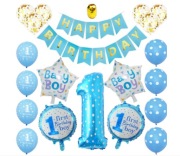 Zestaw balonów urodzinowych na roczek dla chłopca