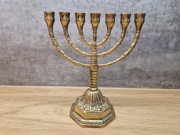 Złoty Mosiężny Świecznik Żydowski - Menora - Judaica Chanuka