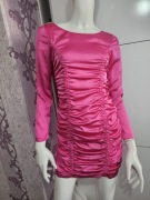 Piękna nowa marszczona sukienka różowa z długim rękawem cropp rozmiar XS