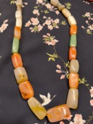 Stary naszyjnik z agatów PRL retro vintage 