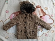 Ocieplana brązowa elegancka kurtka z kapturem na polarze Rebel 86