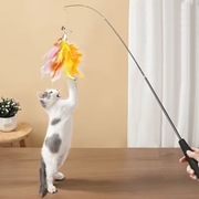 Interaktywna wędka dla kota – teleskopowa, piórko, do zabawy i treningu