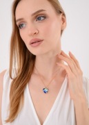 Stal chirurgiczna, kolor złoty, serce z niebieskim kryształem