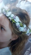 Komunijne 3 szt.wianekrekodzieło,torebkana książeczkę,rękawiczki na palec,
