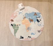 Dywan mapa świata 80*80 dziecięcy do pokoju zwierzęta okrągły 80cm nowy