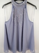 Elegancka bluzka Lipsy London L/XL 42 cekiny zdobiona szyfonowa imprezowa 