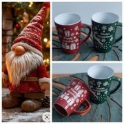 ZESTAW 2 KUBKÓW ŚWIĄTECZNYCH ZIELONY CZERWONY BECK'S BOŻE NARODZENIE 