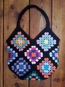 Torebka na ramię boho, na ssydełku, granny square, nowa
