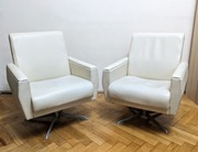 Fotel obrotowy 2 sztuki kremowy retro ekoskóra