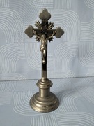 Metalowy krzyż kolędowy krucyfiks 