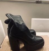 Bershka masywne skórzane botki kozaki na platformie obcasie 36