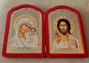 DYPTYK Ikona prawosławna Grecka Matka Boska Kazańska JEZUS CHRYSTUS. 