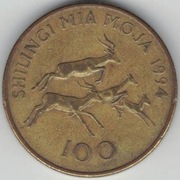 Tanzania 100 szylingów shilingi 1994 - 24,5 mm - nr 2