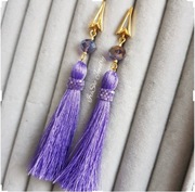 WYPRZEDAŻ Kolczyki chwosty Lilijki lawendowe złote handmade