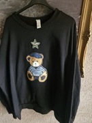 Bluza damska czarna bawełna model over size aplikacja misiu