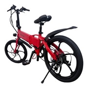Rower elektryczny MX20 składany, czerwony, sportowy styl #libebike